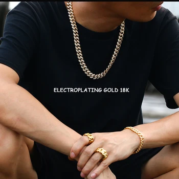 12mm Miami Punk Iced Out Charme Cubanske Kæder Halskæde til Mænd Hip Hop Smykker at Gøre Boksen Lås CZ Guld Sølvfarvet Kæde Gave