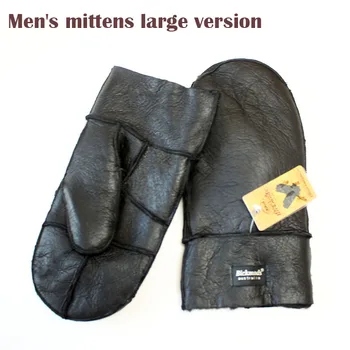 Vinteren varm fåreskind pels vanter mænds læder handsker af tykt uld plus sort udendørs motorcykel ridning, vind og kulde