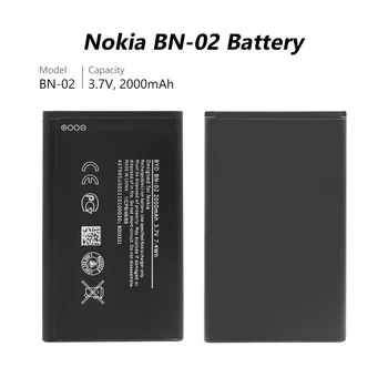 2020 nye 3,7 V 2000mAh BN-02 telefonens batteri Udskiftning Genopladeligt BN02 Batteri Til Nokia XL 4G RM-1030 RM-1042 RM 1061