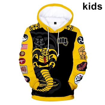 3 Til 14 År, Kids Hættetrøjer Cobra Kai 3d Printet Hoodie Sweatshirt Drenge Piger Karate Kid Cosplay Jakke Frakke Børn Tøj