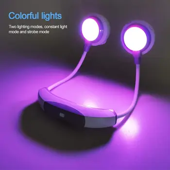 2000mAh Mini-USB-Bærbare Fan Hals Med Genopladeligt Batteri, Farverige lys Uden Vinge Fans håndholdte Luft Køler Conditioner