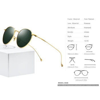 FONEX Ren Titanium Solbriller Mænd Vintage Små Runde Polariserede solbriller til Kvinder 2019 Retro Høj Kvalitet UV400 Nuancer 8508
