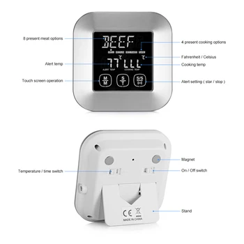 Digital Kød Termometer Med 3 Rustfrit Stål Temperatur Prober Til Køkken Madlavning 3 Rustfrit Sonde Og Temperatur