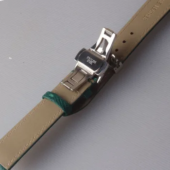 14mm 16mm 18mm 20mm Grønne Watchbands Rustfrit stål sølv spænde Høj Kvalitet Læder Ur band strap armbånd Firben Mønster