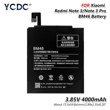 Original BM46 Høj kapacitets Li-ion-4000mah Batteri Mobiltelefon BM46 Batteri Til Xiaomi Redmi Note 3 note3 Pro/Prime