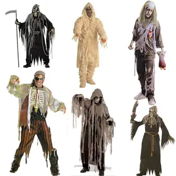 Herre Zombie Sømand Halloween Fancy Kjole Cosplay Kostume Døde Navy Dreng Horror Udstyr Skræmmende Part Forfærdelige Lig Bære