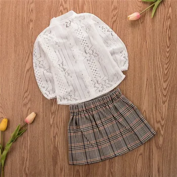 Søde koreansk Stil Buksetrold Barn Baby Piger Toppe med Lange Ærmer Blomst T-shirt Nederdele 2stk Outfits Børn Tøj Casual Sæt