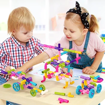 252 pc ' DIY vandrør byggesten Toy Oplysende Pipeline Tunnel Byggeri Pædagogisk Legetøj Designer Legetøj For Børn