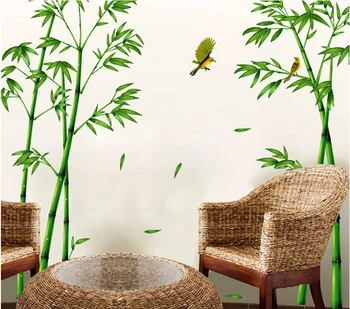 Aftagelig Grønne Bambus Skov Dybder Wall Sticker Kreative Kinesisk Stil DIY Træ Hjem Indretning Decals til Stue Dekoration