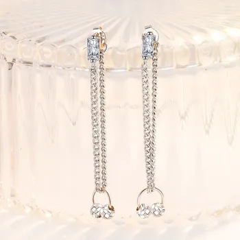 NEHZY 925 Sterling Sølv Nyt Kvinders Fashion Smykker i Høj Kvalitet Crystal Zircon Overdrevet Lang Kvast Øreringe