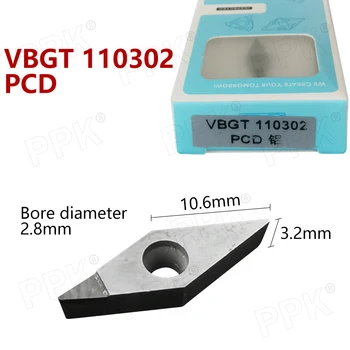 Høj præcision 1stk NYE PCD VBGT 110302 PCD Diamant CNC-blade-sæt