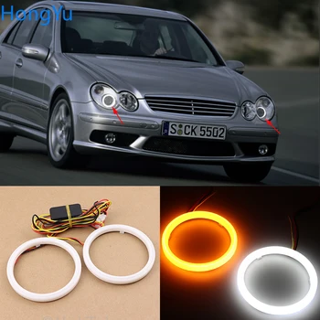 Bomuld Rutschebane LED Hvid gul Angel Eye Halo Rings DRL blinklys lys til Mercedes Benz CLK-KLASSE W209 CLK320 CLK500