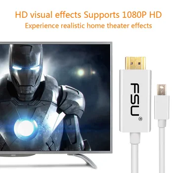 Mini Displayport til HDMI-Kabel, 1080P HD Thunderbolt-Mini-DisplayPort, displayport (DP-til-HDMI-Adapter til Projektor Macbook