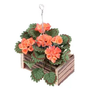 Dukkehus Miniature Fe Haven Indretning 1/12 Hængende Blomster, Potteplanter Model Værelser Liv Scener Dekoration