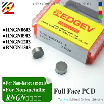 EDGEV 2STK Fuld ansigtsmaske, som PCD Diamant Skær RNGN0603 RNGN0903 RNGN0904 RNGN1203 RNGN1204 Runde drejeværktøjer