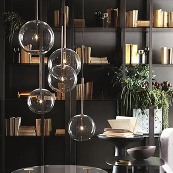 Nordisk enkel, gennemsigtig glas boble design med et enkelt hoved-pendel moderne G4 guld hardware restaurant indretning, DIY LED lys