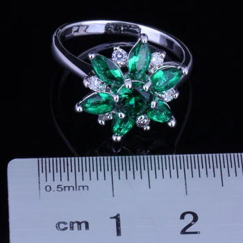 Lokkende Stjernede Grøn Hvid CZ Cubic Zirconia Sølv Forgyldt Ring V0137
