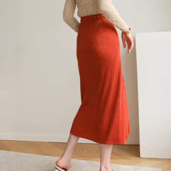 Miyake plisserede 2020 efterår/vinter mellemlang lang elegant En version fortykkelse classic uld nederdel lige rør nederdel