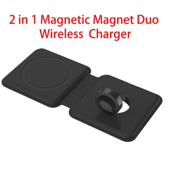 2 i 1 Magnetiske Fold Trådløse Oplader Magnet For iPhone 12 Pro Max antal Trådløse Opladere 15W Hurtig Opladning Til Aipod iWatch Oplader