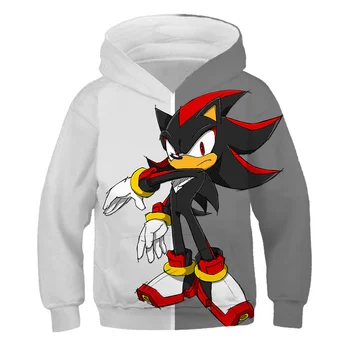 Sonic the Hedgehog Tegnefilm Drenge Sweatshirts Kids Hættetrøjer Tøj 4-14Years Efteråret Børn langærmet Shirts, Hættetrøjer polyester
