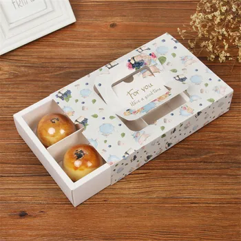 100Pcs Mode Bærbare Blomst Wapiti Elk Design Bagning Moon Cake Emballage Gave Skuffe Kasse For Æggeblomme Sprød Småkage Takeaway