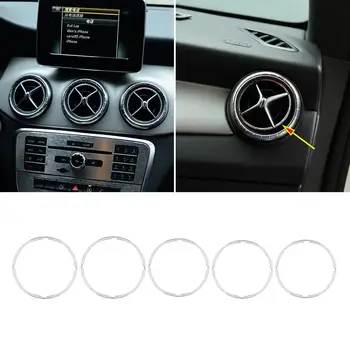 5PC/Set Aluminium Legering Bil Forsiden Aircondition Vent Outlet Trim Ring til Mercedes Benz CLA GLA EN B-Klasse W176 W246