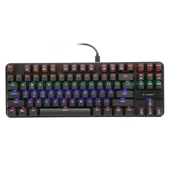 Lav Profil Mekanisk Gaming-Tastatur, Ultra Tynd, Clicky Blå knap Multi-Farve-Led-Baggrundsbelyst 87 Taster Kablede TKL Tastatur