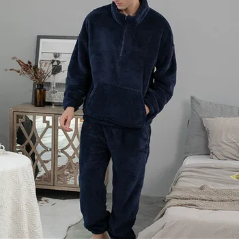 Efterår og Vinter Nye Tykkere Pyjamas For Par Plus Velvet Hjem Mænds Tøj, Casual Løs Homewear Kvinder Nattøj 2 delt Sæt