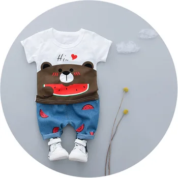 Sommeren Baby Drenge Tøj Sæt, Børn, Sæt, Herre, Børn tøj, børnetøj Tegneserie T-shirt+Bukser Spædbarn Casual Suits