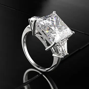 PANSYSEN Pure 925 Sterling Sølv Ring 12x12MM Aquamarine Ædelsten Bryllup Part Finger Ringe Til Kvinder Fine Smykker Gave