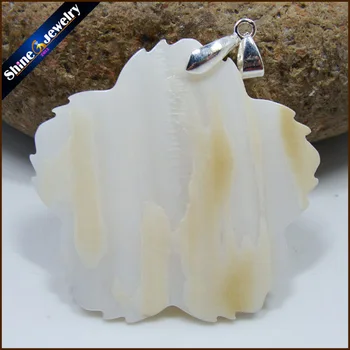 Collares Nye Hvide Naturlige Perle Shell Hånd-udskåret Blomst Halskæde Vedhæng Smykker, Vintage Bijoux Kvinder Læder Kæde BS087