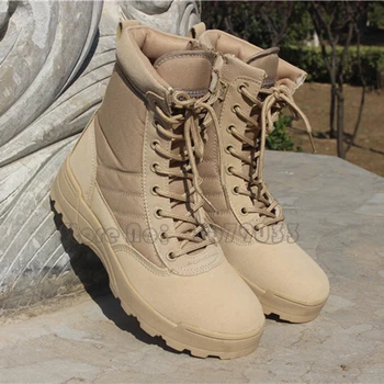Mænd Hær Ørkenen Militære Taktiske Støvler Mandlige Udendørs Vandtæt Vandresko Udendørs Taktiske Læder Støvler