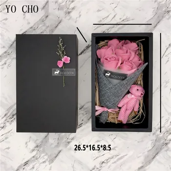 YO CHO 7pcs Duftende Sæbe RoseFlower Kronblad Bære i gaveæske Til Valentines Bryllup Valentines mors Dag Gaver Steg Sæbe Blomst