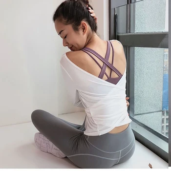 Sexet Yoga Top Trænings-Og Lange Ærmer Fitnesscenter Skjorte Bluse Kvinder Sport Jakke Womans Toppe Tøj Fashionable To Måder Bære Croptop
