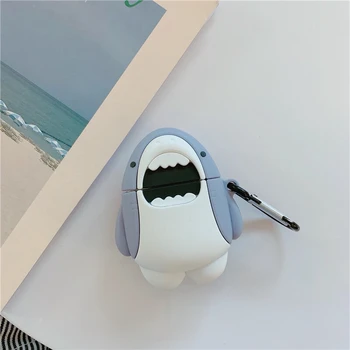 3D White Shark Blød Silikone Headset Tilfældet for AirPods Pro Coque Bluetotth Øretelefon Opladning Boks til Airpods 2 Tilfælde med Krog