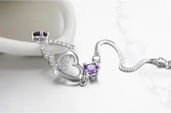 925 sterling sølv mode romantisk kærlighed hjerte skinnende krystal damer'bracelets kvinder smykker gave wholeslae drop shipping