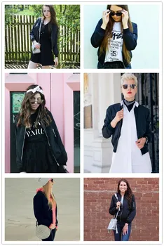 COLROVIE Black Stå Krave, Lynlås Afgrøde Jakke Kvinder 2019 Falder Streetwear Mode Bombefly Jakker Damer Solid Overtøj