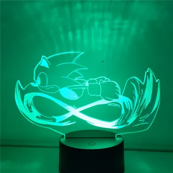 Anime Tal Sonic The Hedgehog 3D LED Skiftende Lampara Visuelle Nyhed Handling Figur Sonic Xmas Gave Fjernbetjening Legetøj Dukke