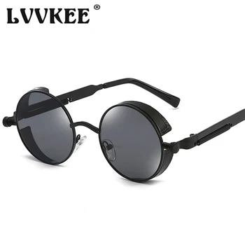 2020 Hot Brand Designer Vintage solbriller Metal, Gothic Steampunk Runde Solbriller Til Mænd, Kvinder Spejlet UV400-Brillerne Nuancer