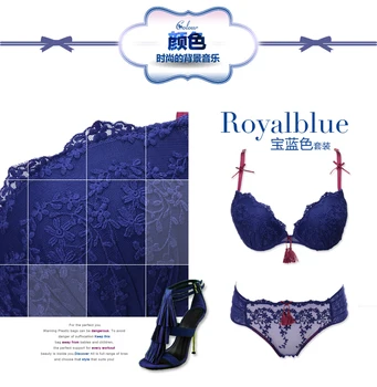Mode royal blå undertøj, bh, vedhæng kvinders komfortable underwear push-up-bh-sæt