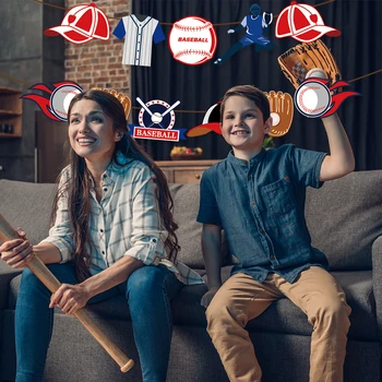 Baby Shower DIY Sport Baseball Kids Fødselsdag Banner Væg Baseball Hængende Tapet Kids Party Favors Dekorationer