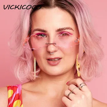 Mode Uindfattede Solbriller Kvinder 2020 Luksus Mærke Skyer Steampunk Solbriller Mænd Vintage Blå Pink Klar Linse Briller UV400