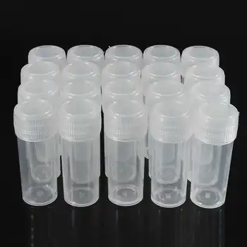 200pcs 5ml Plast Reagensglas Hætteglas Prøve Container Pulver Håndværk skruelåg Flasker til Kontor Skole Kemi Forsyninger