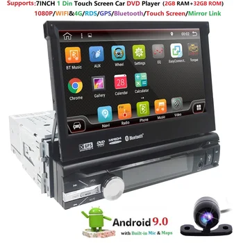 32G ROM 2G RAM 4G Android-9.0 Auto Radio Quad Core 7Inch 1DIN Universal Bil DVD-afspiller GPS Stereo Lyd-hovedenheden DAB DVR OBD BT