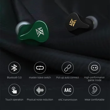 KZ Z1 TWS Bluetooth Hovedtelefoner Ægte Trådløse Øretelefoner Dobbelt magnetisk Dynamisk Touch Kontrol af støjreducerende Headset med mic