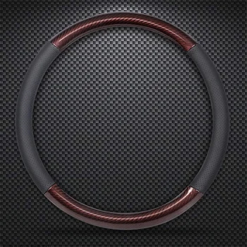 DERMAY D Form O Form Rattet Cover i Ægte læder Ko skind + Carbon Fibre 38CM Bil Hjul Dækning Indvendigt Tilbehør
