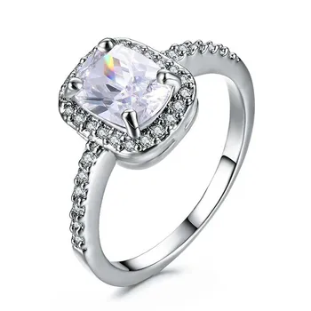Bague Ringen Rektangel Vintage Kvinders Ringe 925 Sterling Sølv Smykker Ring Med Grøn Smaragd-Ædelsten Zircon Ring Gave