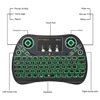 GTMEDIA i8S Med Baggrundsbelyst 2,4 G Wireless Keyboard Air Mouse spansk portugisisk Touchpad Håndholdte Til Bærbar computer, Smart-TV-BOKSEN Andorid