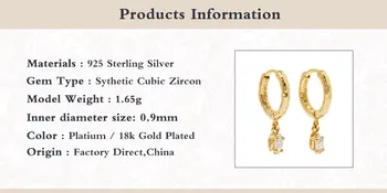 GS 925 Sterling Sølv Øreringe af Høj kvalitet rynket Zircon Hoop Øreringe Til Kvinder Boucle Oreille Femme Ghristmas Pendientes