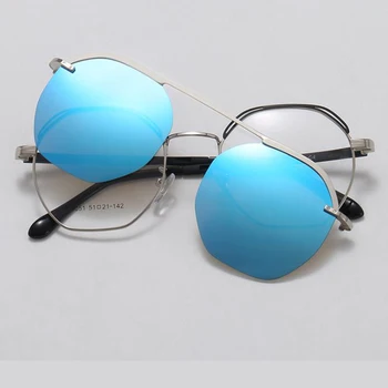 Pink spejl Polariserede Solbriller Kvinder ' s Nye alloy magnet clip-on solbriller mode Gennemsigtige Briller 2020 oculo
